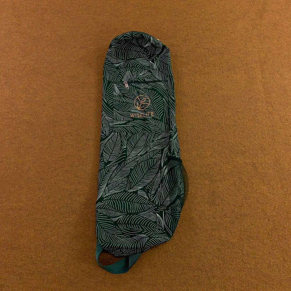 WiseLife Unisex OS Green Leaf Print Canvas Zippered Yoga Mat Carrier Bag New